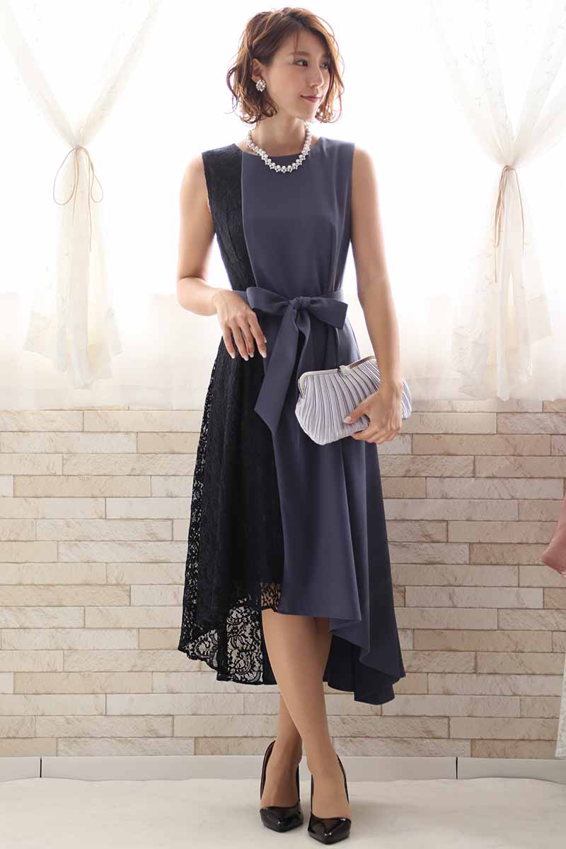 ブルーグレー×ネイビー REPLETE ドレス
