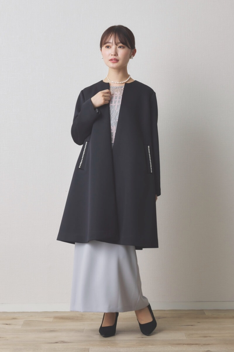 kaene 黒のパールボンディングコート