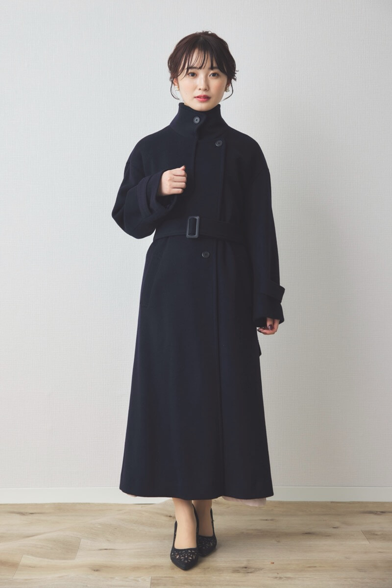 AIMER ネイビーのウールコート