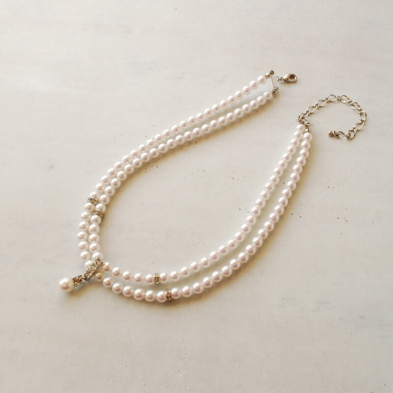 ビジューポイントのスイングパール2連ネックレス