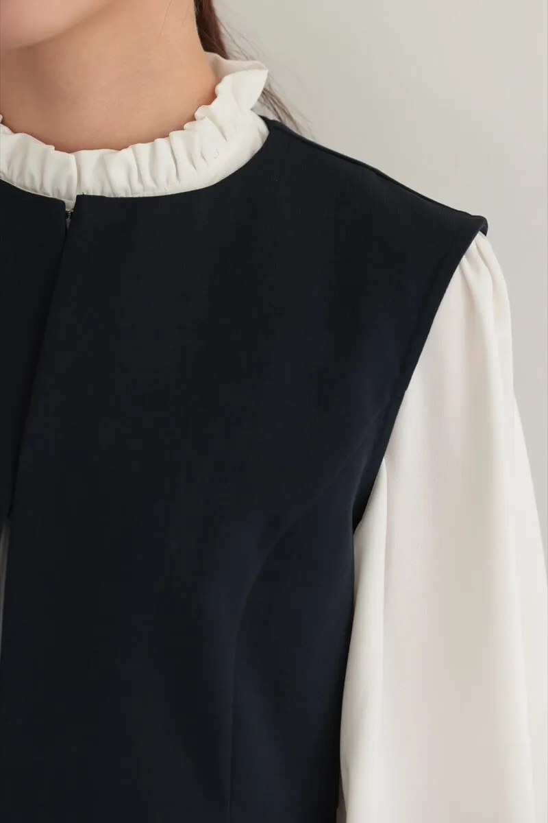 ネイビーのクルーネックジレセレモニーセット