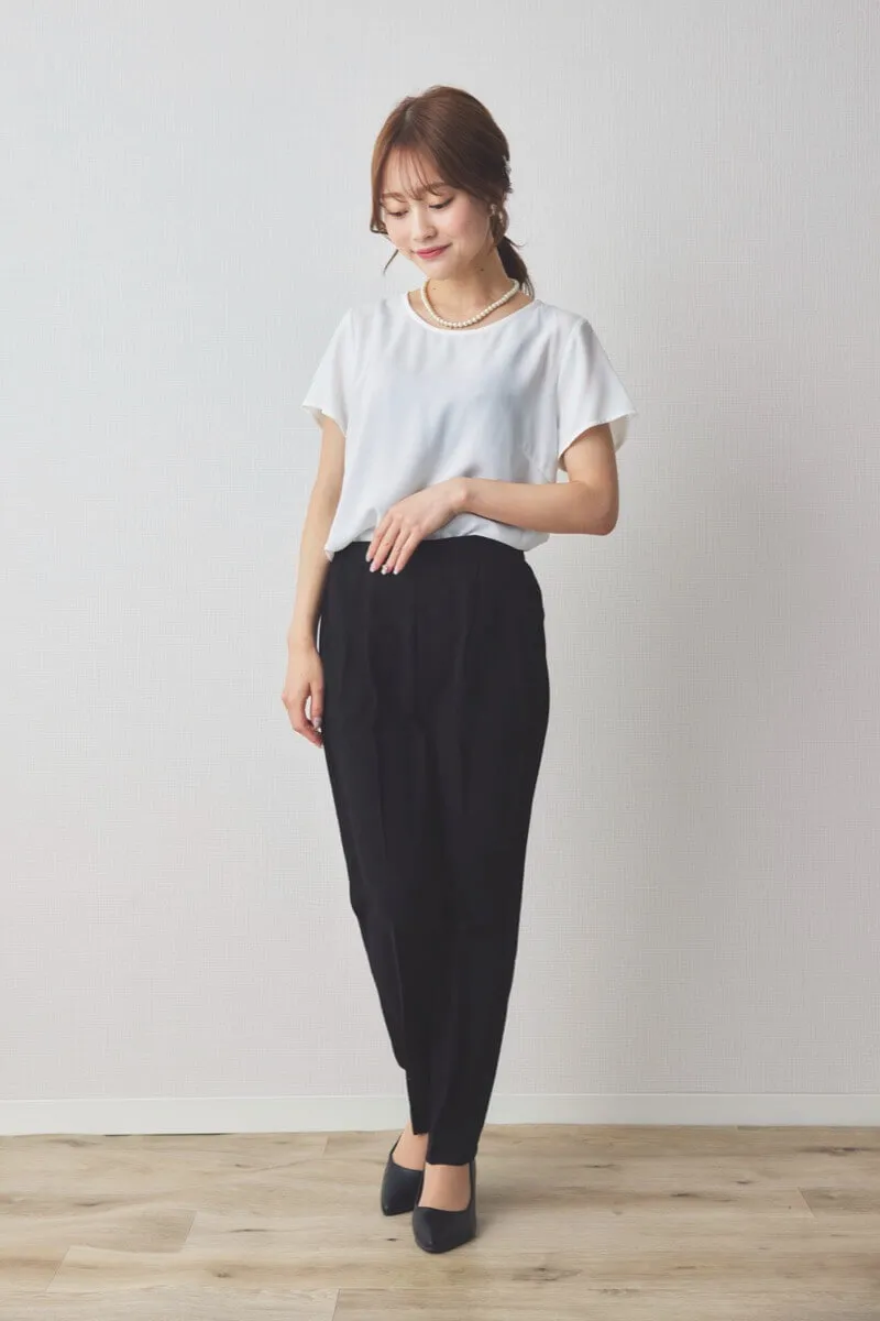 ホワイトのツイードコンビテーパードパンツセレモニースーツセット