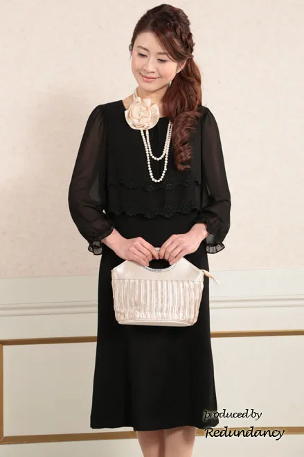 ブラックのウエスト薔薇レースフォーマルドレス