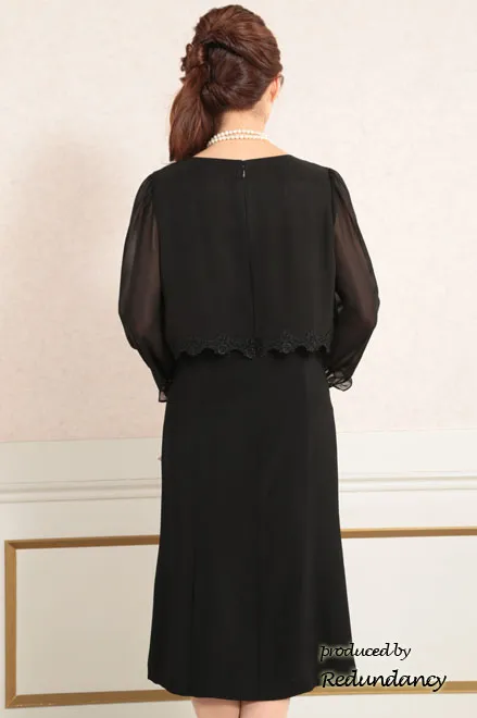 ブラックのウエスト薔薇レースフォーマルドレス