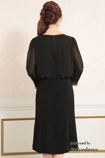 ブラックのウエスト薔薇レースフォーマルドレス