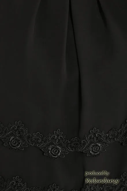 ブラックのウエスト薔薇レースフォーマルドレス