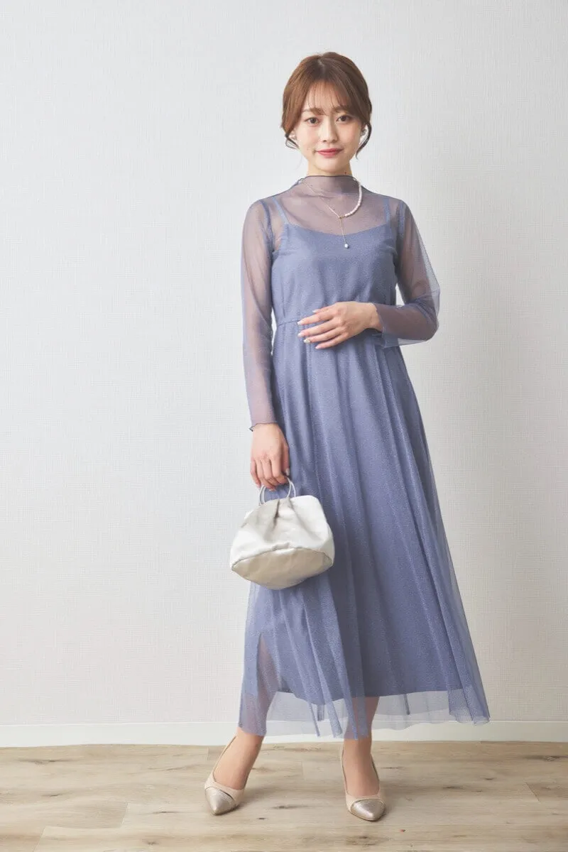 ゴールドチェーンのポイントパールネックレス