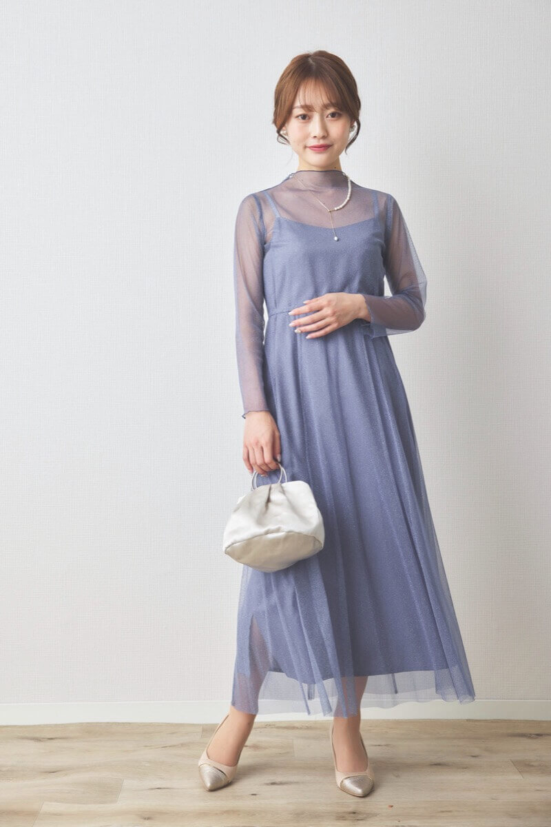 ゴールドチェーンのポイントパールネックレス