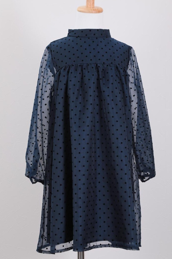 ネイビーのパールネックドットキッズフォーマルセット