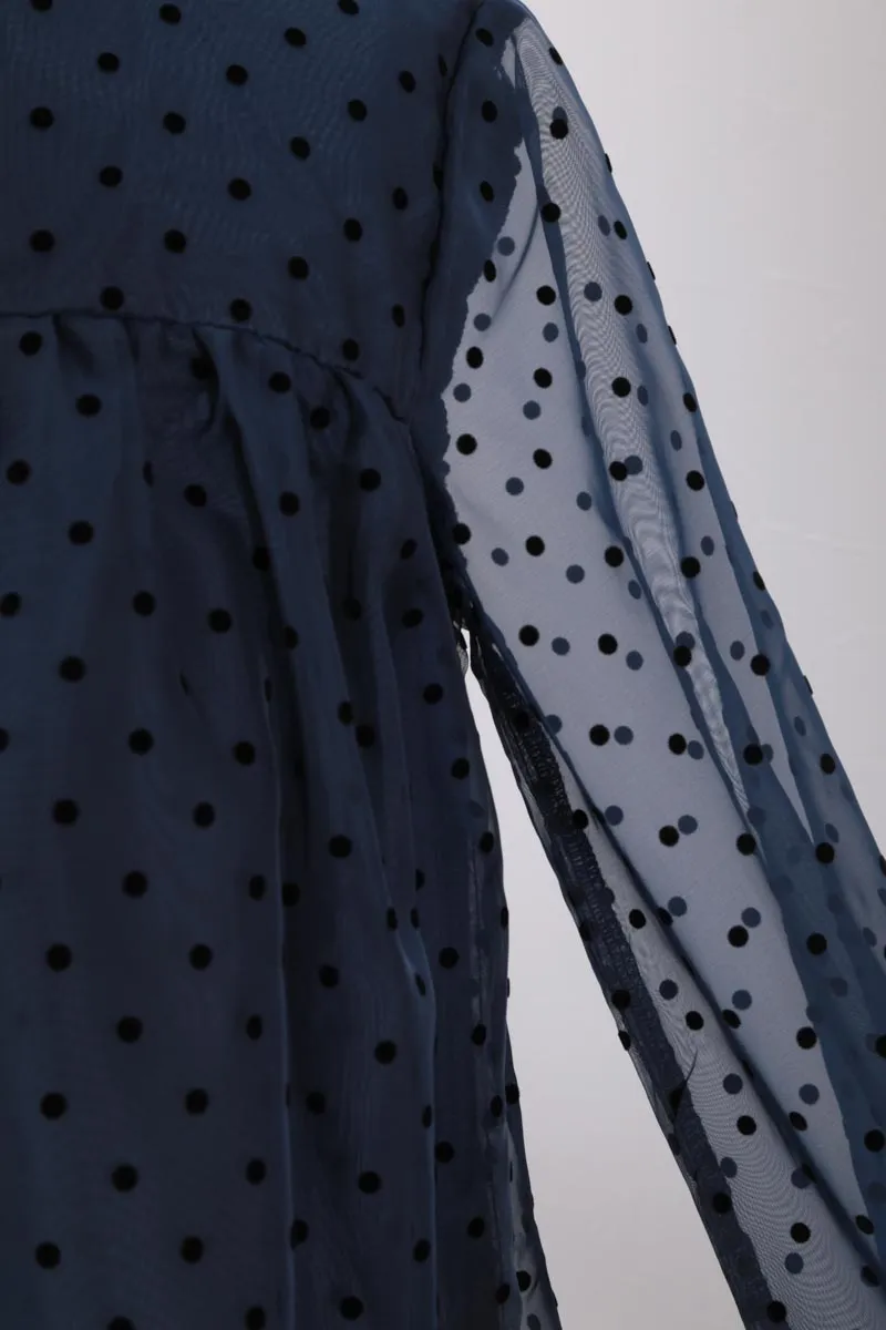 ネイビーのパールネックドットキッズフォーマルセット