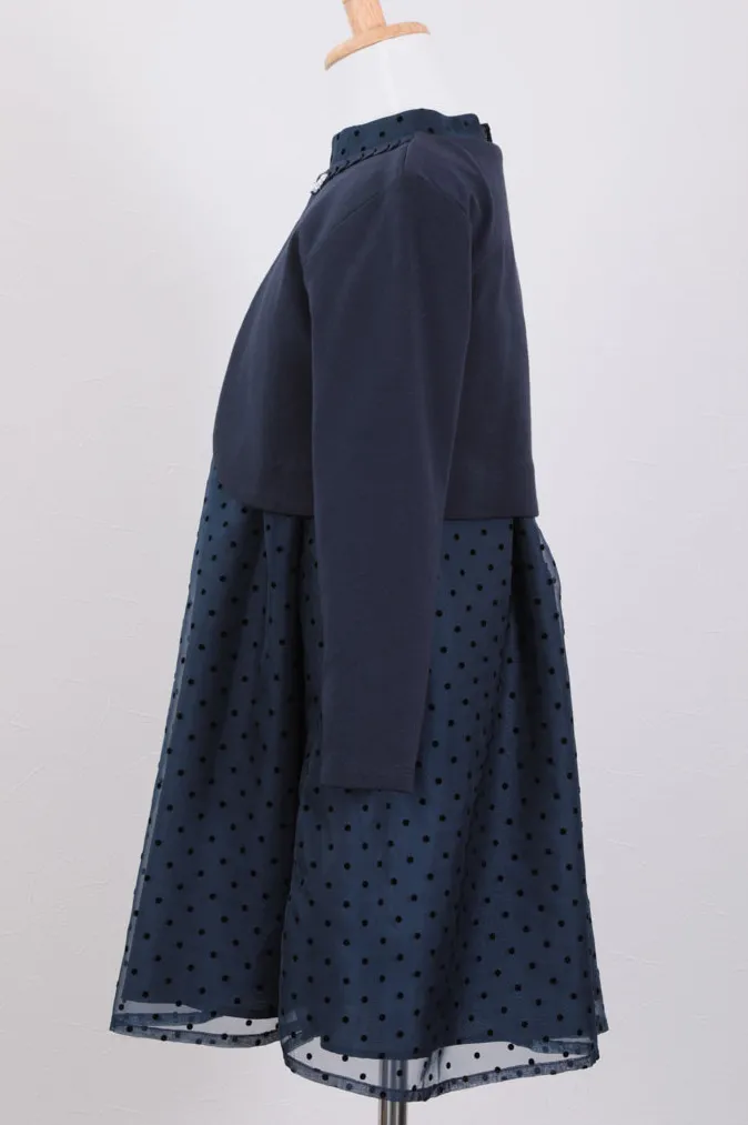 ネイビーのパールネックドットキッズフォーマルセット