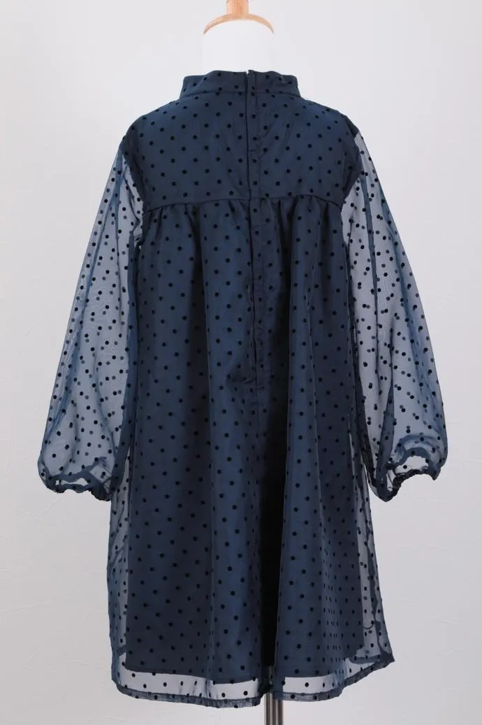 ネイビーのパールネックドットキッズフォーマルセット