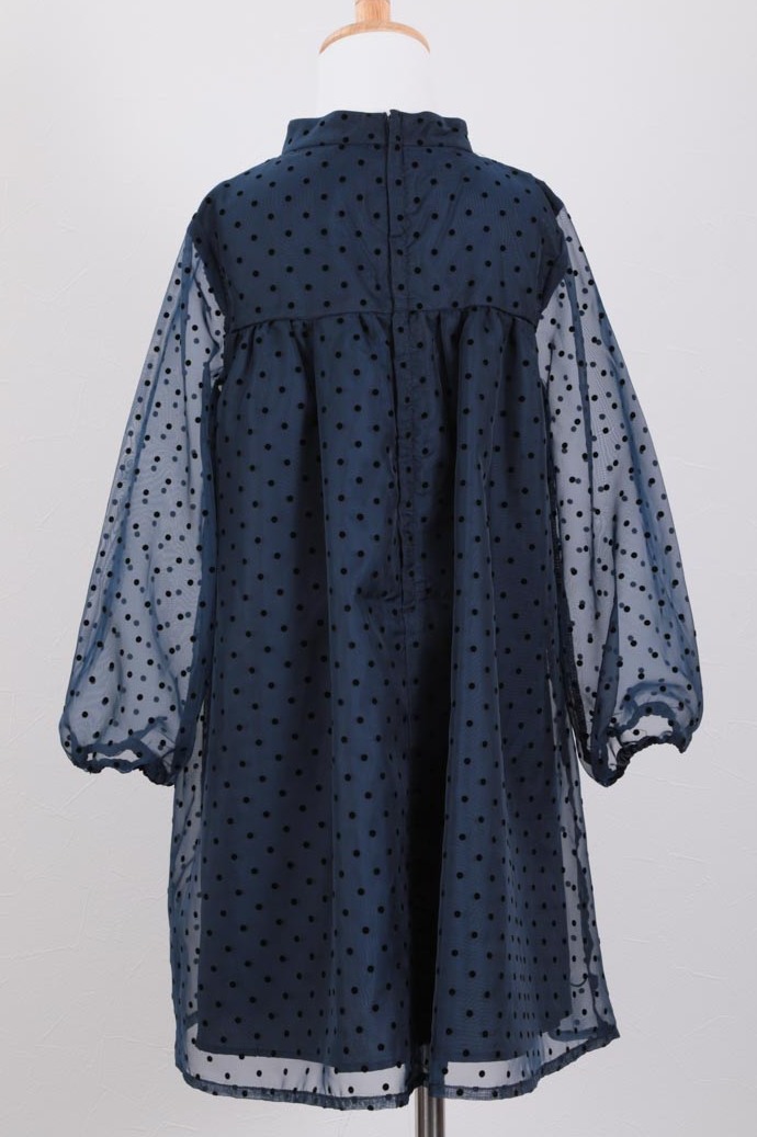 ネイビーのパールネックドットキッズフォーマルセット