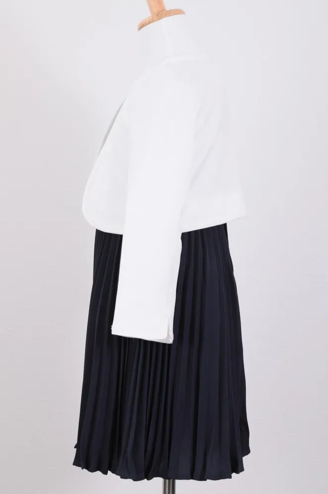 ネイビーのレースアクセントプリーツキッズフォーマルセット