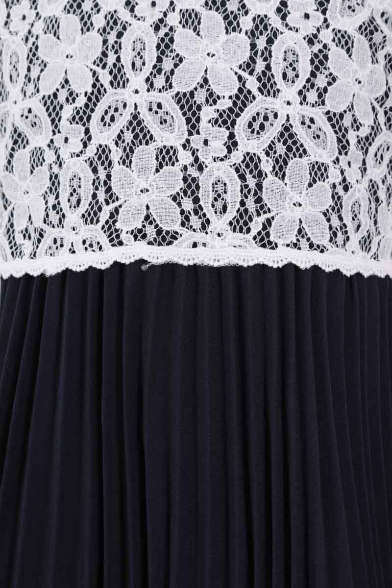 ネイビーのレースアクセントプリーツキッズフォーマルセット