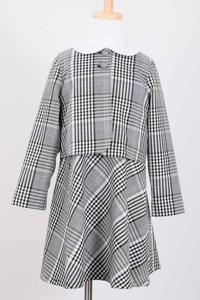 グレーのフォーマルチェックキッズワフォーマルセット