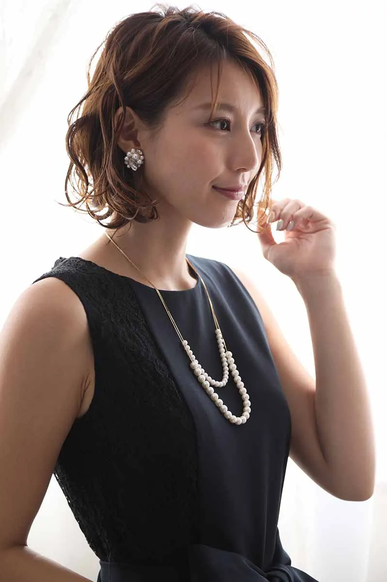 ネイビーのバイカラーレースドレスコーディネートセット