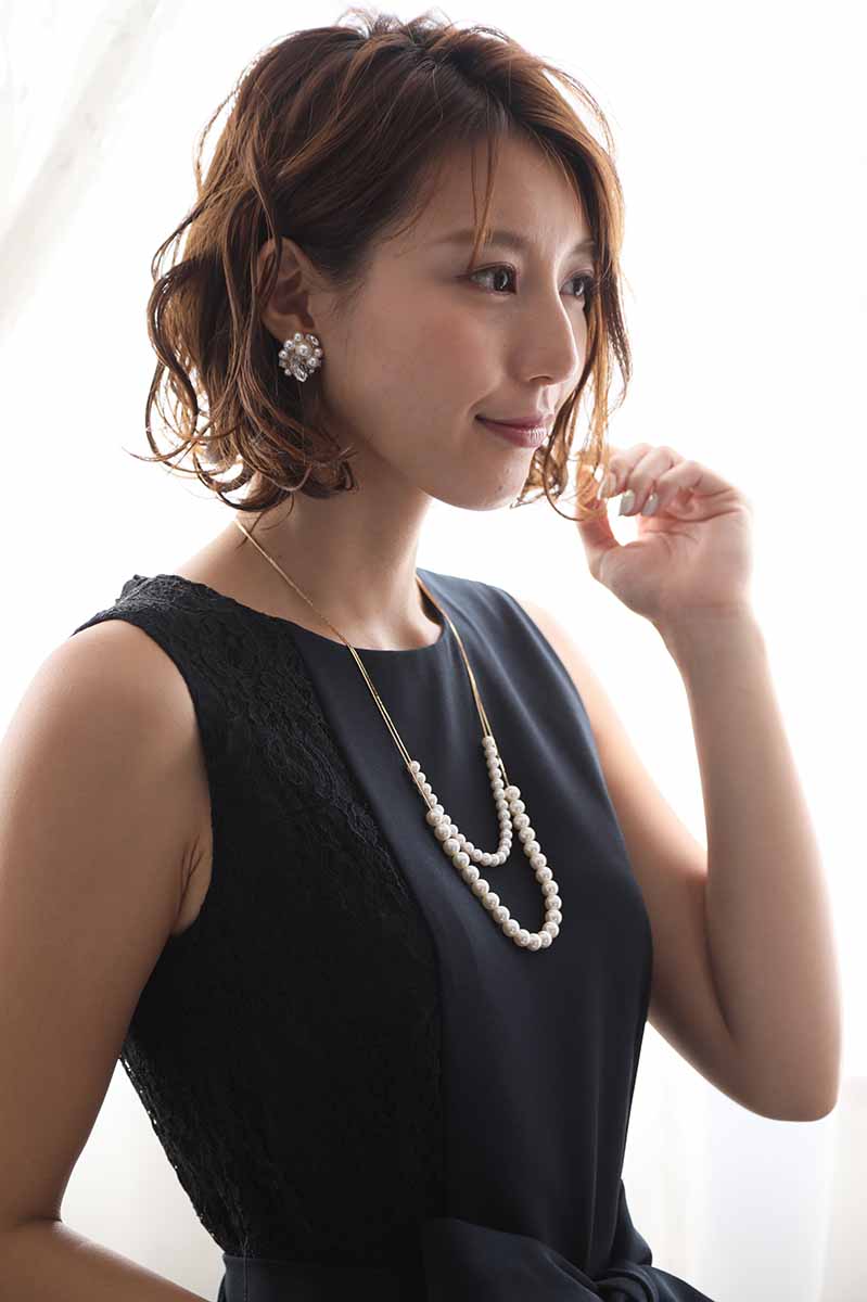 ネイビーのバイカラーレースドレスコーディネートセット