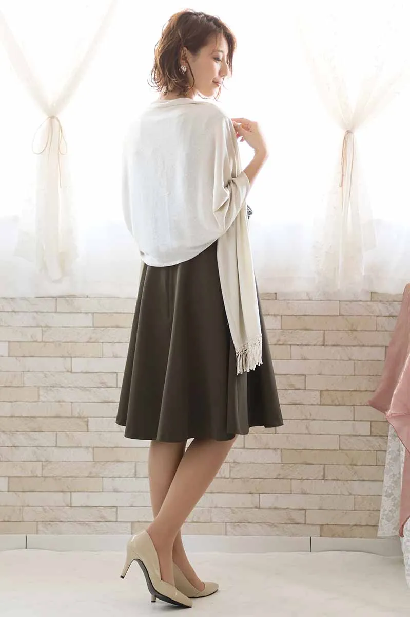 カーキのビスチェ風ノースリーブドレス