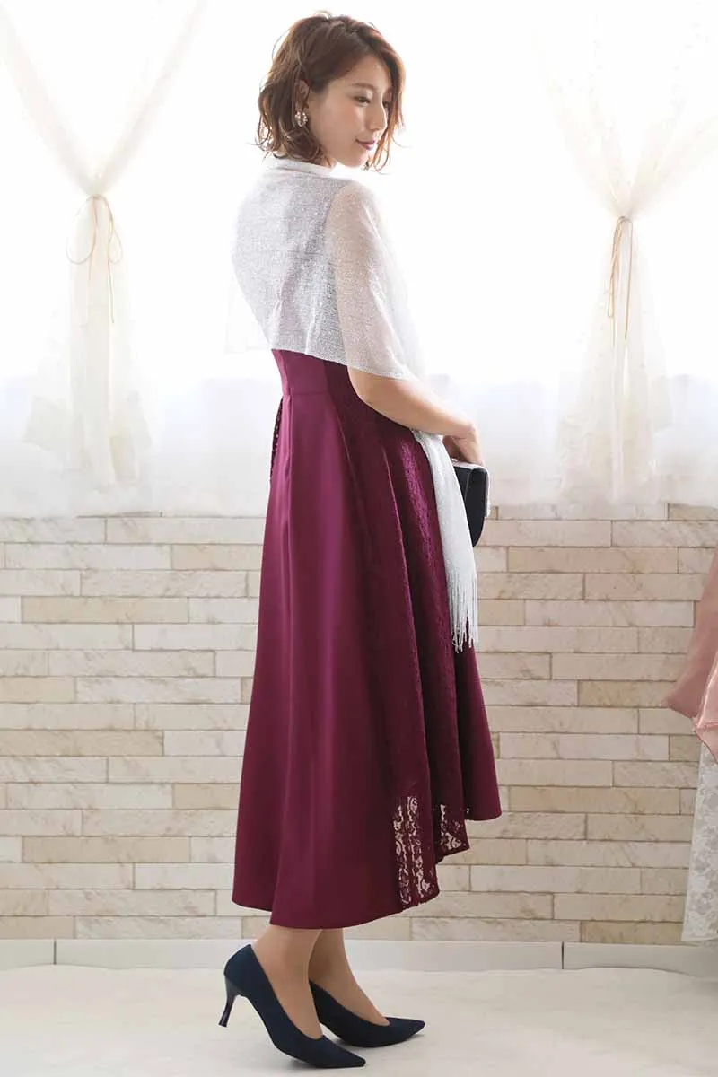 パープルのサイドレースフィッシュテールドレス