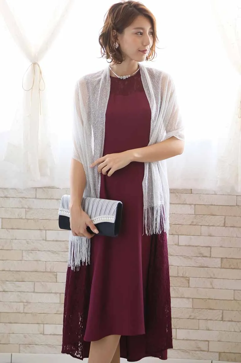 パープルのサイドレースフィッシュテールドレス