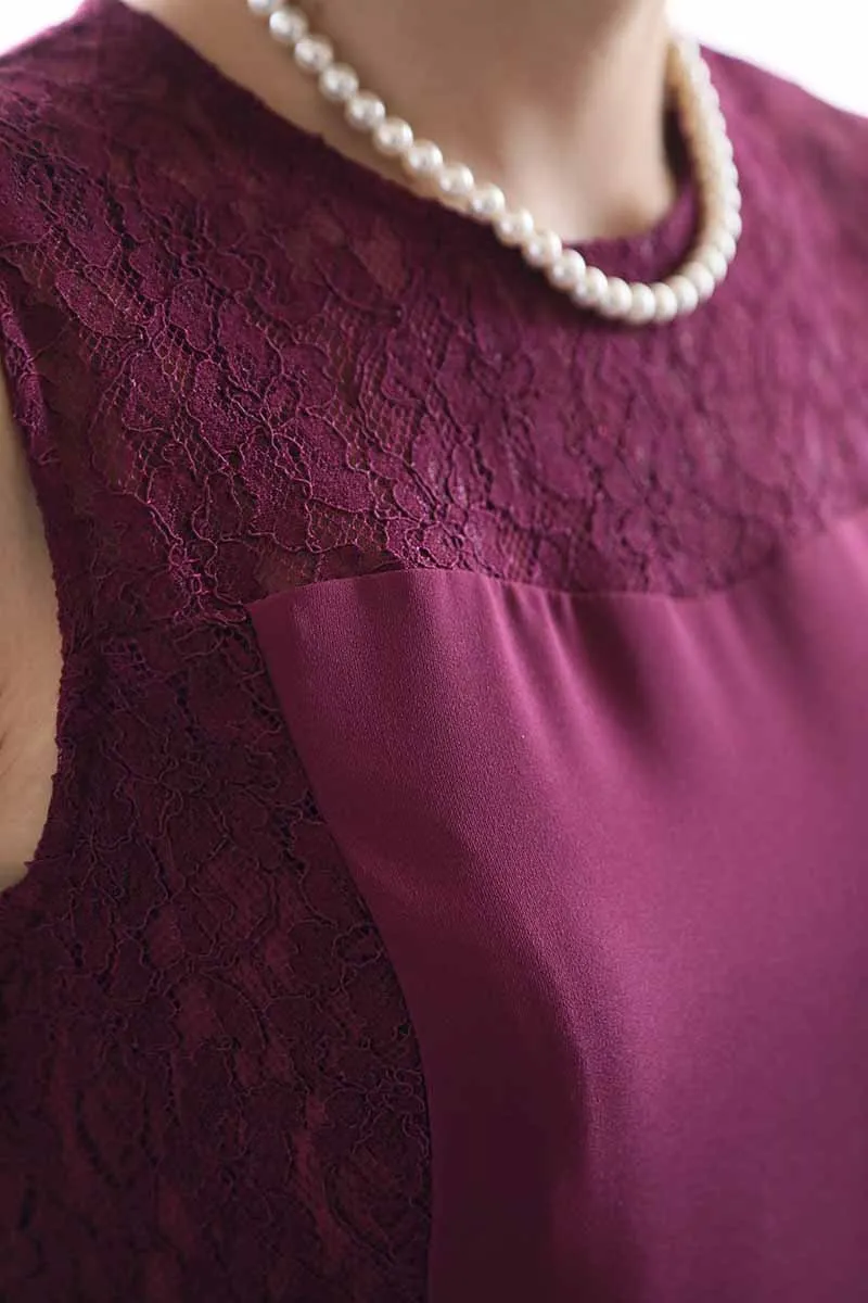 パープルのサイドレースフィッシュテールドレス