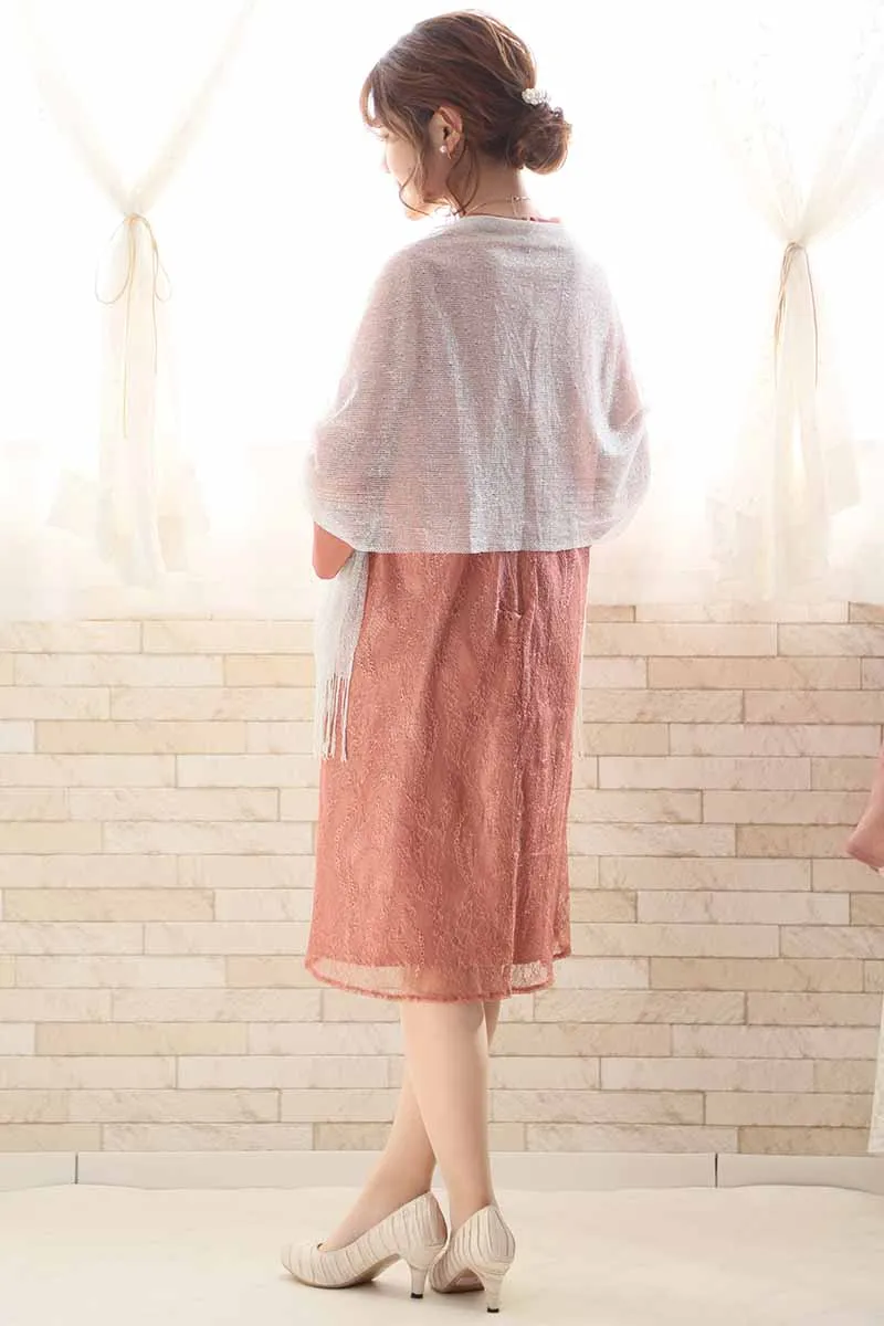 コーラルオレンジのシアーレースAラインドレス