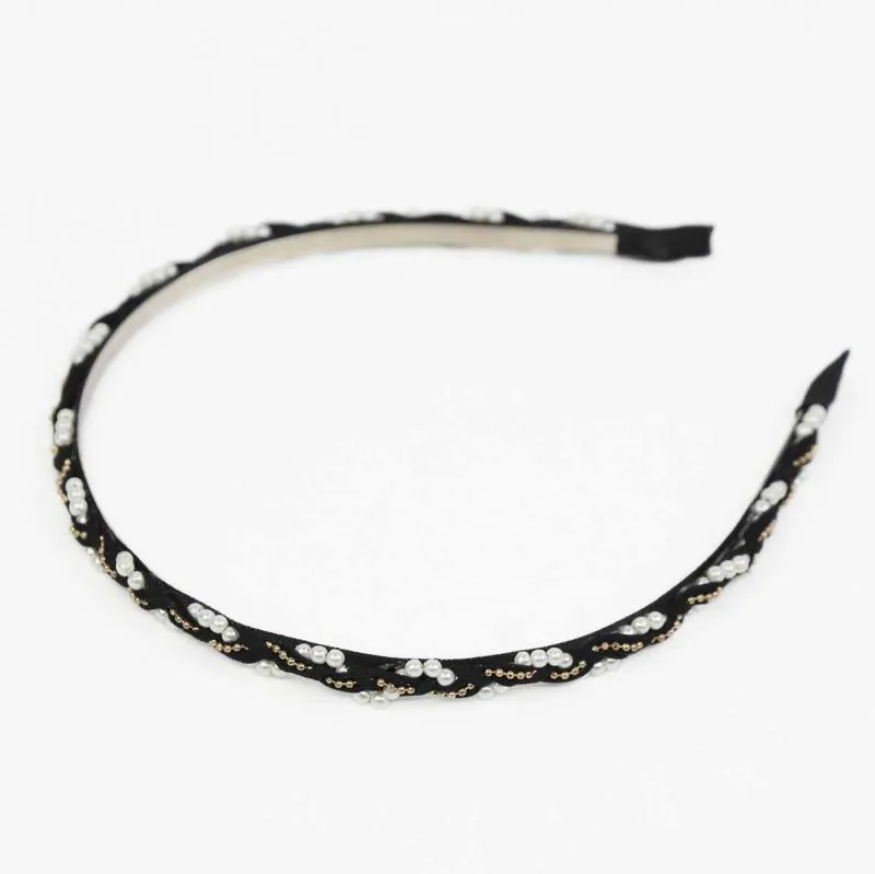 ブラックのパール付きカチューシャ