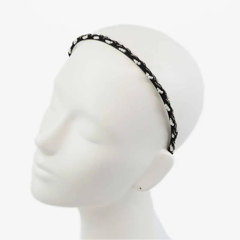 ブラックのパール付きカチューシャ