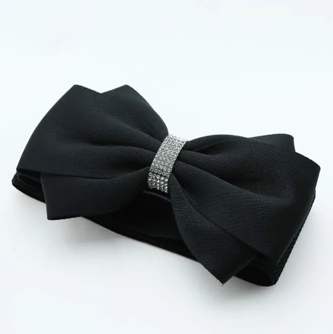 ブラックのラインストーン付リボンベルト