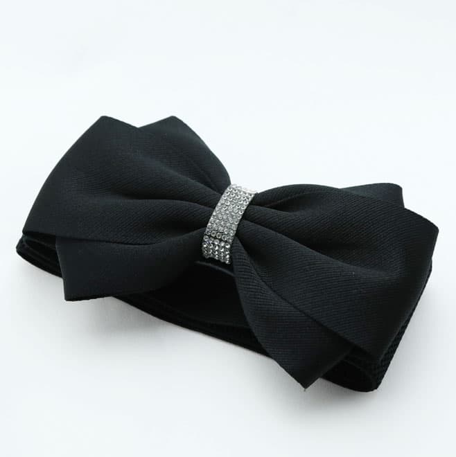 ブラックのラインストーン付リボンベルト