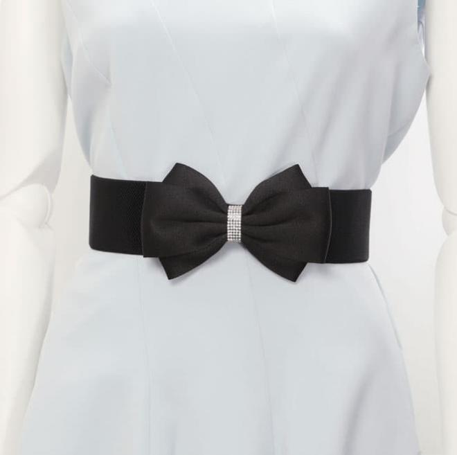 ブラックのラインストーン付リボンベルト