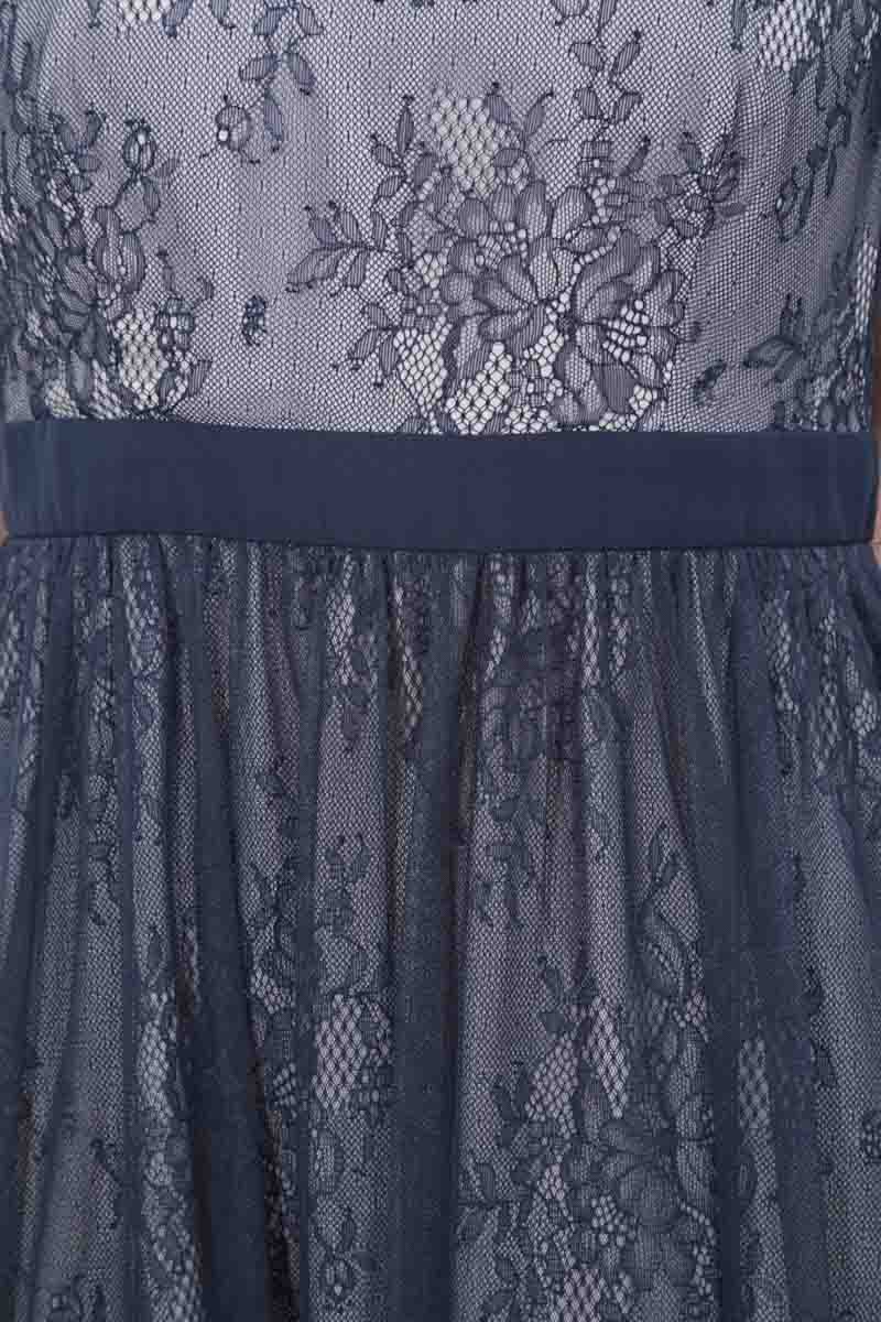 ネイビーのチュールレイヤードレースドレスコーディネートセット