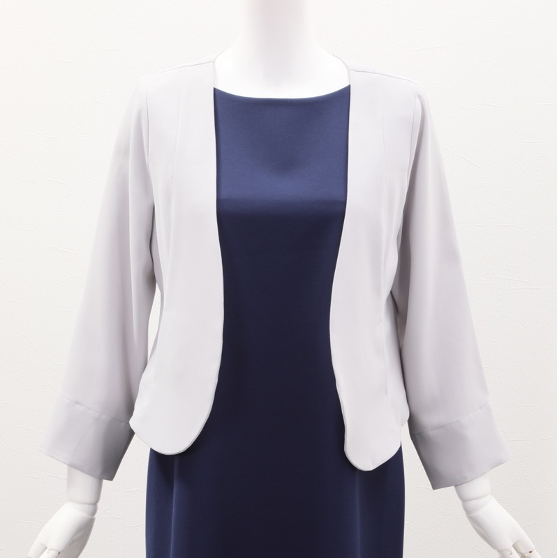 ネイビーのチュールレイヤードレースドレスコーディネートセット