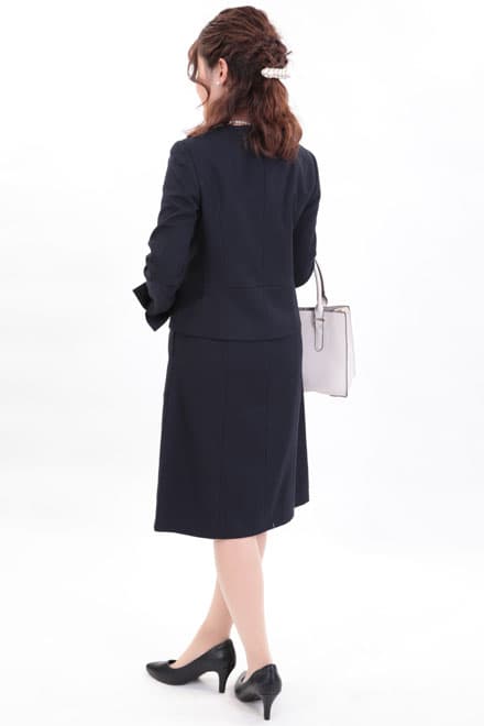 ネイビーのシンプルフレアセレモニースーツセット