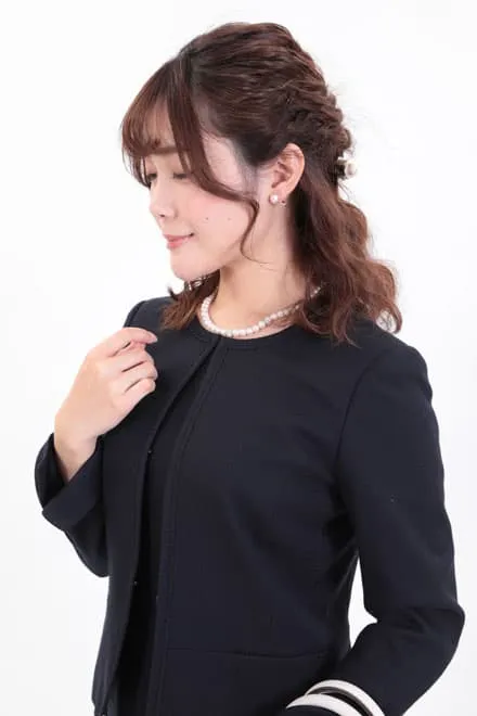 ネイビーのシンプルフレアセレモニースーツセット