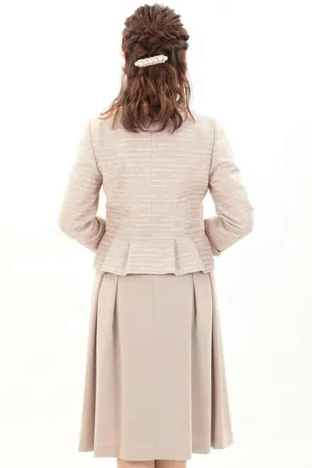 ベージュのミックスツイードフレアセレモニースーツセット