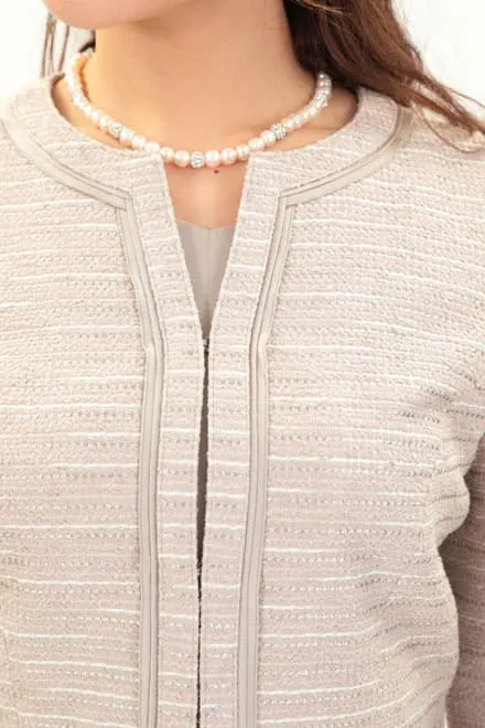 ベージュのミックスツイードフレアセレモニースーツセット