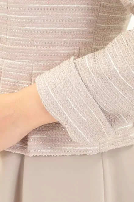 ベージュのミックスツイードフレアセレモニースーツセット