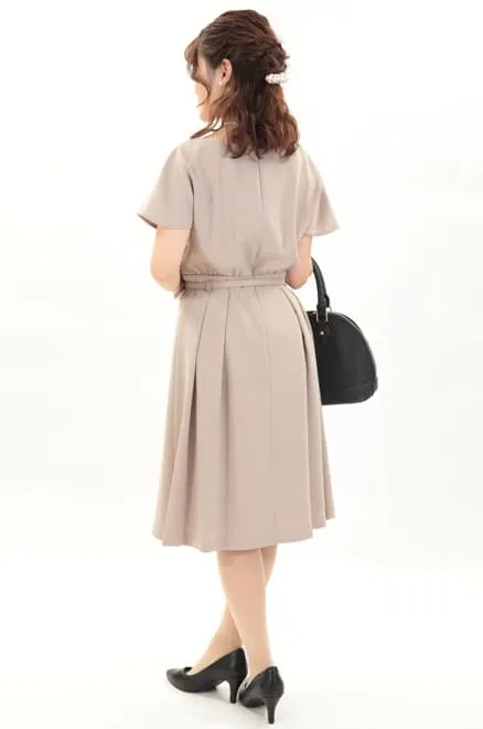 ベージュのミックスツイードフレアセレモニースーツセット