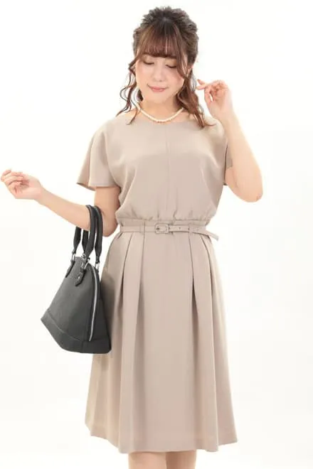 ベージュのミックスツイードフレアセレモニースーツセット