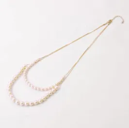 ゴールドチェーンのパール2連ネックレス