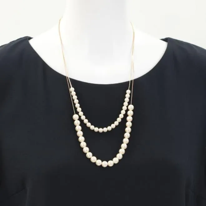 ゴールドチェーンのパール2連ネックレス