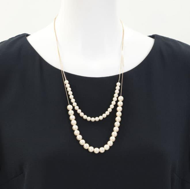 ゴールドチェーンのパール2連ネックレス