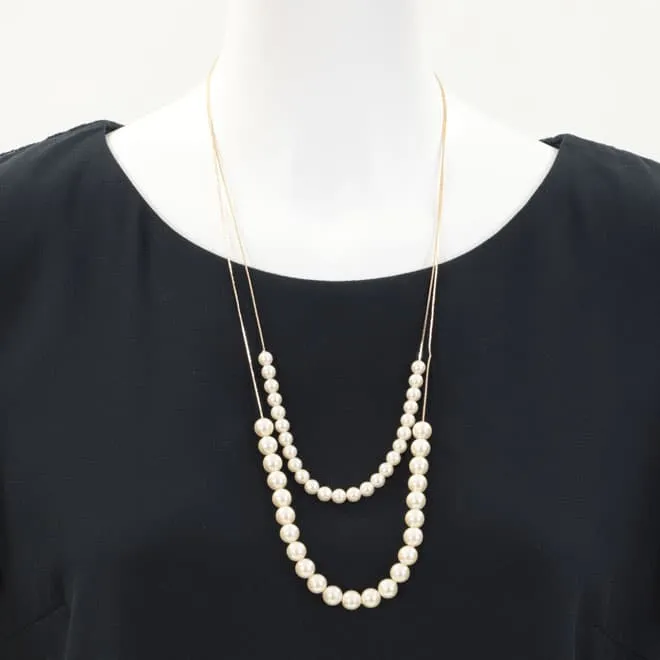 ゴールドチェーンのパール2連ネックレス