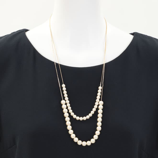 ゴールドチェーンのパール2連ネックレス