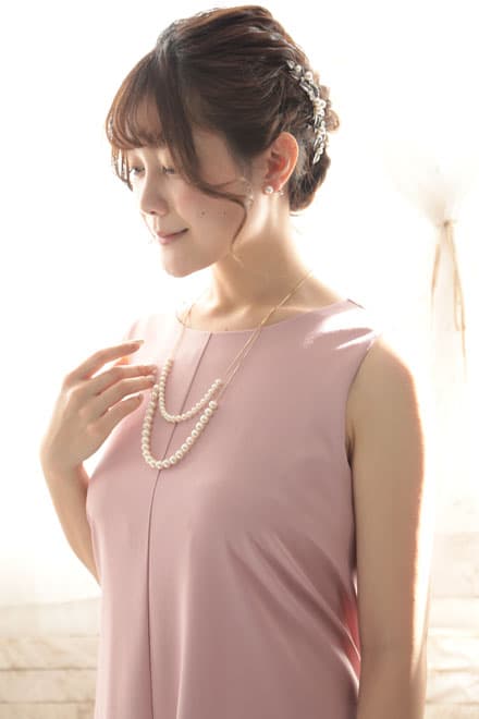 ゴールドチェーンのパール2連ネックレス