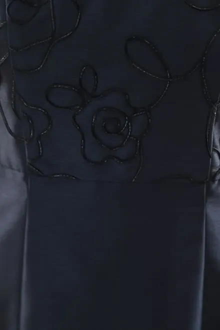 ネイビーーのフラワー刺繍入りノースリーブドレスコーディネートセット