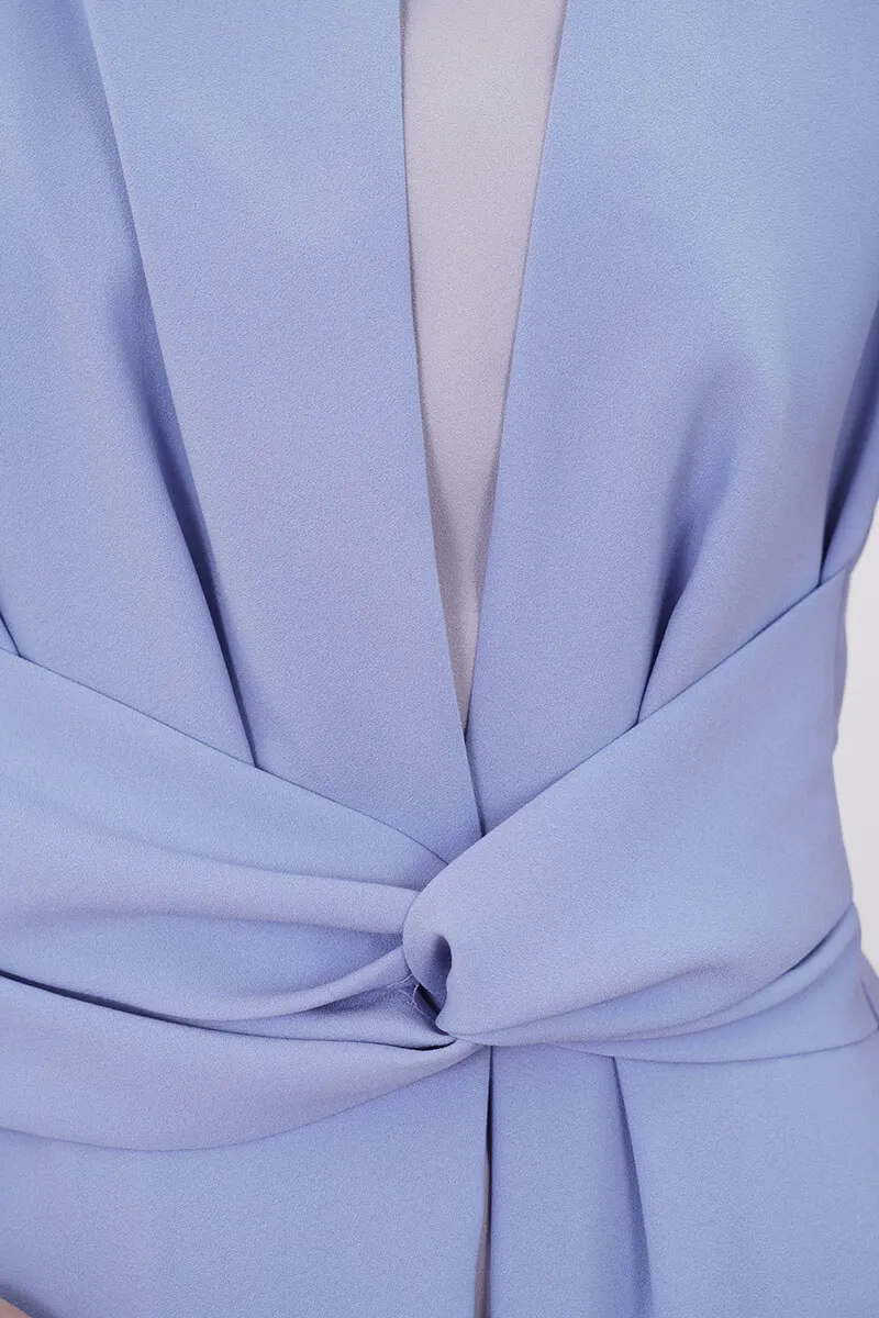 ブルー×グレーのワンピースセットアップ