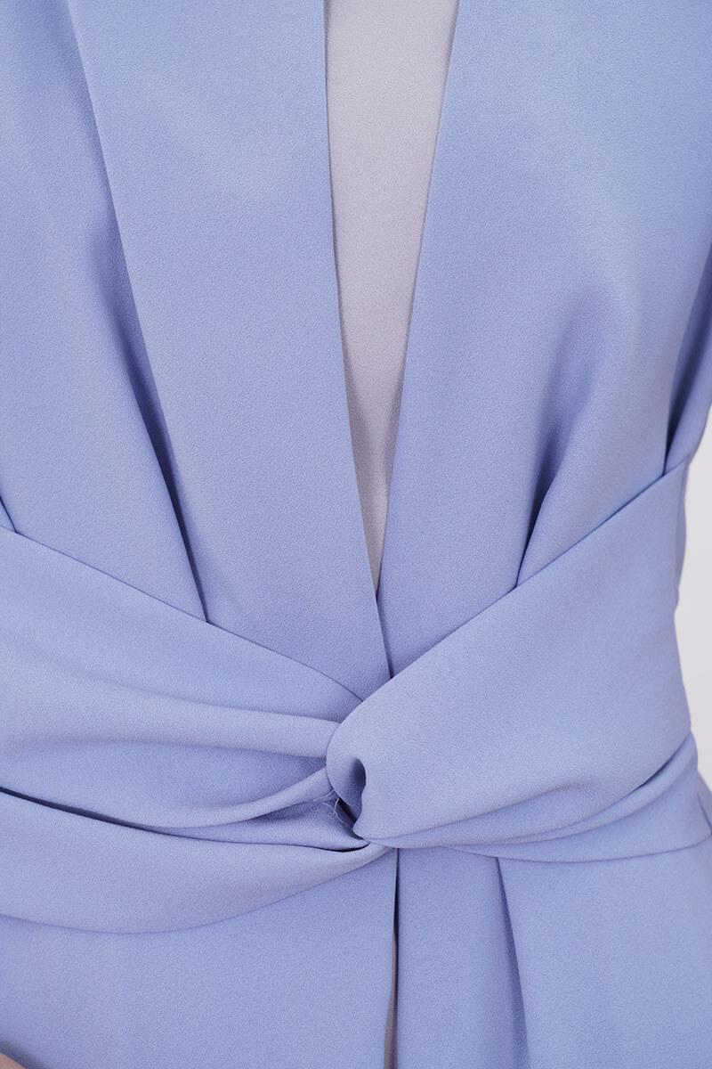 ブルー×グレーのワンピースセットアップ